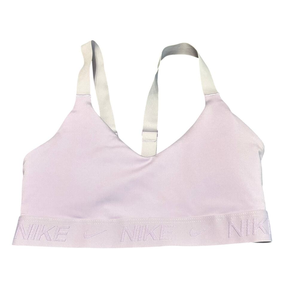 Nike Indy Dri-FIT Purple Light Support Sports Bra Extra Small XS Logo Band VNeck